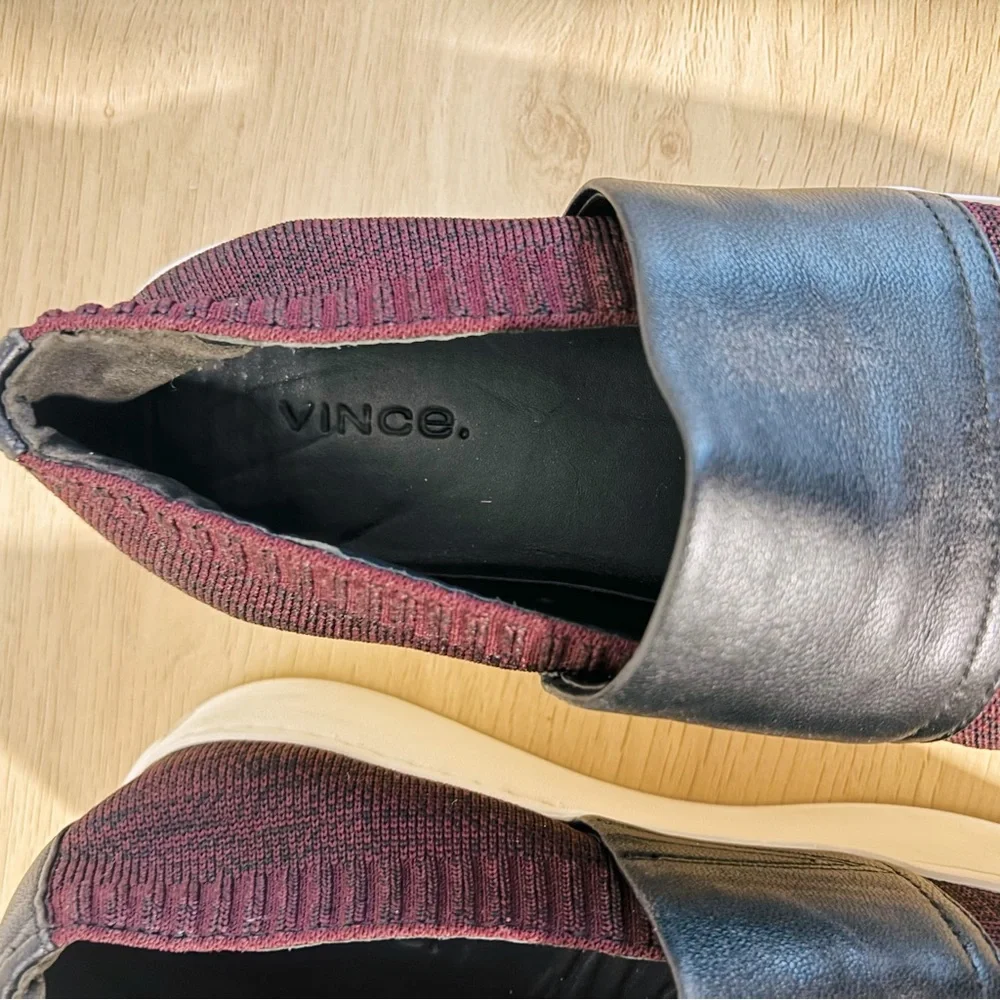Vince Ward Women’s‎ Platform Slip-On Stylish Black and Burgundy Sneakers